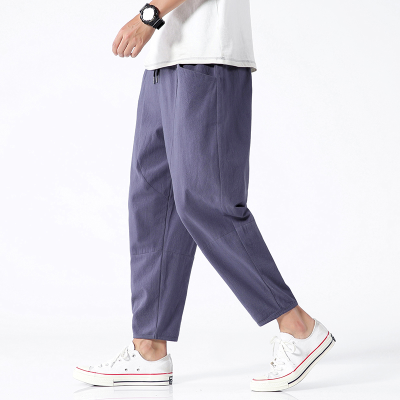 ブランド服 メンズ メンズ パンツ pants men 100% コットン夏カジュアルパンツ男トレンディ日本クロップドパンツルーズパンツ男性 5xl