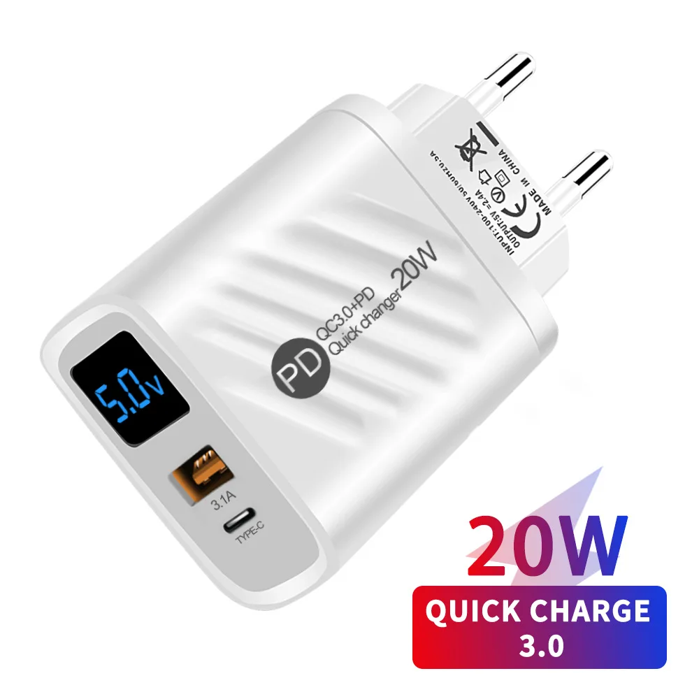 USB-Ladegerät 20 W Schnelllade-Handy-Adapter für iPhone 14 Samsung Xiaomi Huawei Quick Charge 3.0 Wand-USB-Ladegerät-Adapter