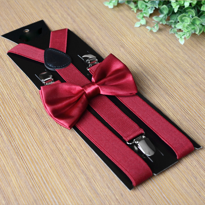 1pc Men's Solid Color Suspenders Braces&Bow Tie Y-back Strap Clips Clothing Accessories Shirts Suspenders
