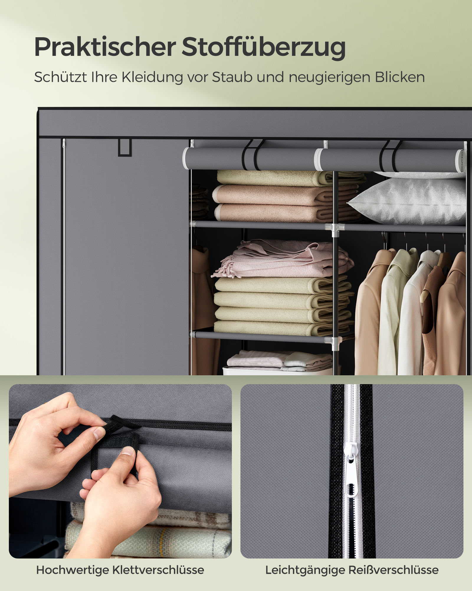 SONGMICS Kleiderschrank faltbare Garderobe mit Kleiderstangen