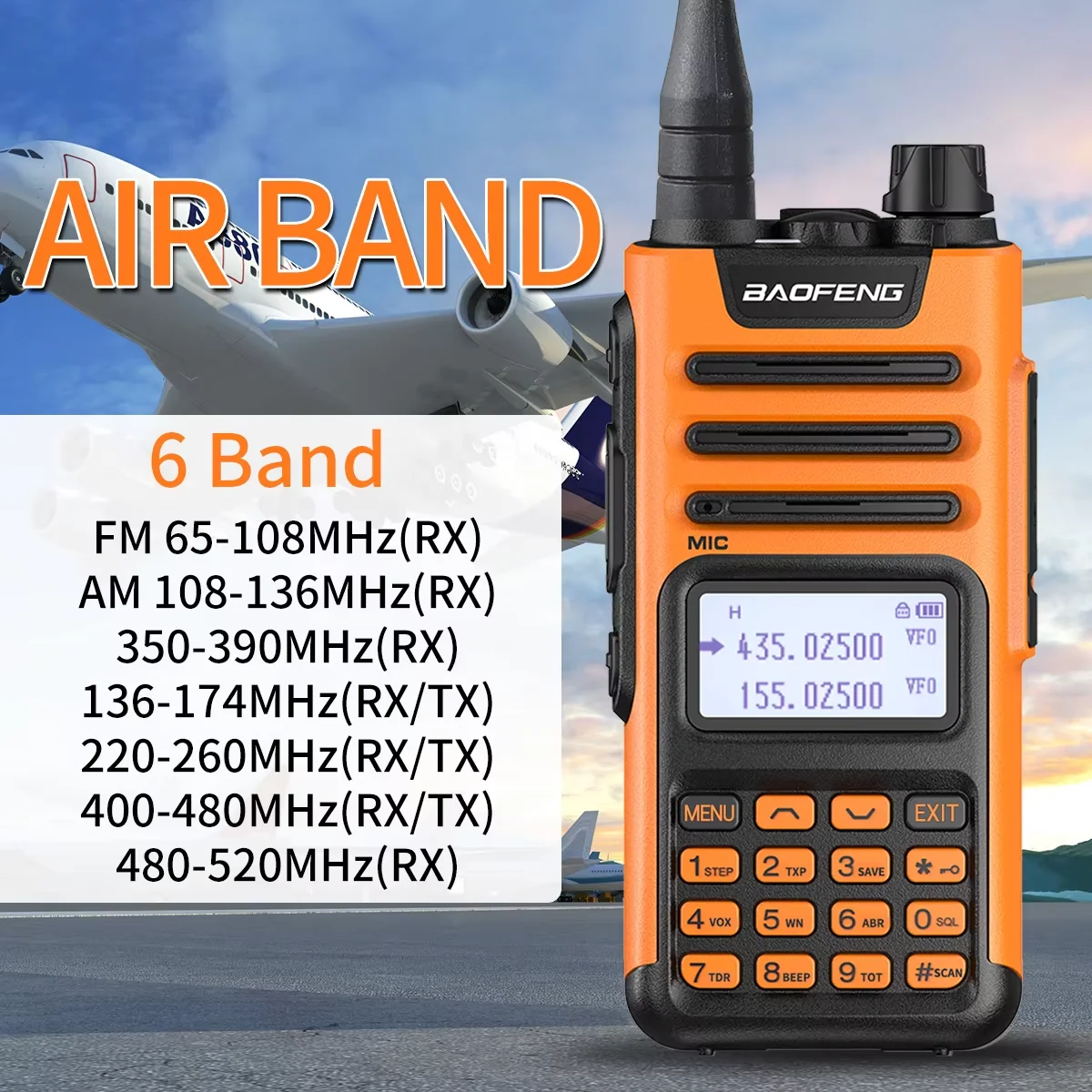 BaoFeng M-13 Pro V2 Walkie Talkie Air Band Wireless Copy Frequency Type-C Charger Long Range High Power UV13 K5Ham Two Way Radio