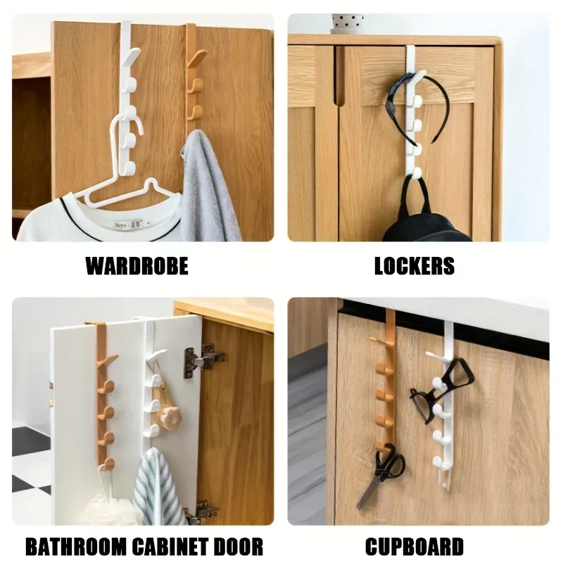 Bedroom Door Hanger Clothes Hanging Rack Over The Door Plastic Home Storage Organization Hooks, Purse Holder For Bags Rails