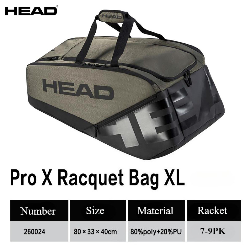 Теннисная сумка серии HEAD PRO X, 12 шт., большая вместительная сумка для теннисных ракеток, дорожная сумка с отдельным отделением для обуви