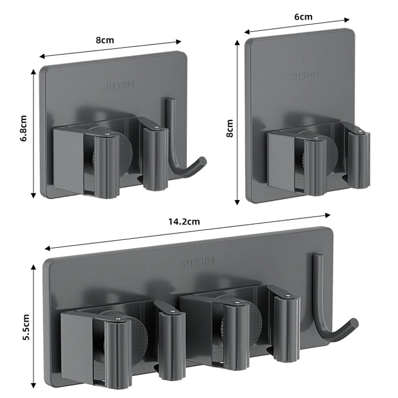 1-3PCS Edelstahl Haushalt Lagerung Rack Badezimmer Nagel-freies Haken Wand-montiert Mopp Lagerung Rack wasserdichte Besen Rack