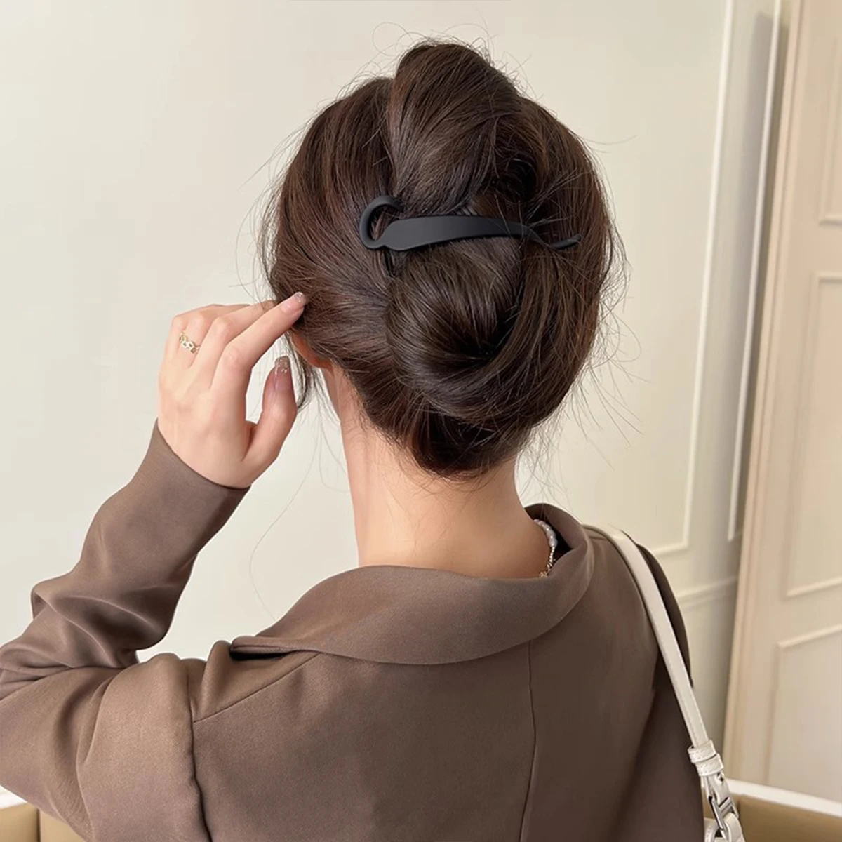 2 pçs moda simples clipe de banana clipe vertical rabo de cavalo grampo de cabelo temperamento elegante acessórios de cabelo para mulheres usarem
