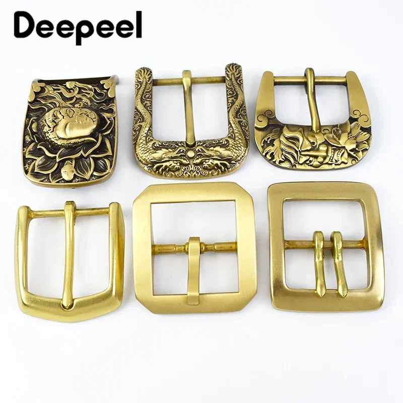 Deepeel-hebillas de cinturón de cobre puro para hombre, hebilla de Pin de latón macizo para cinturones de 38-39mm, accesorios de Metal para Jeans, artesanía de cuero