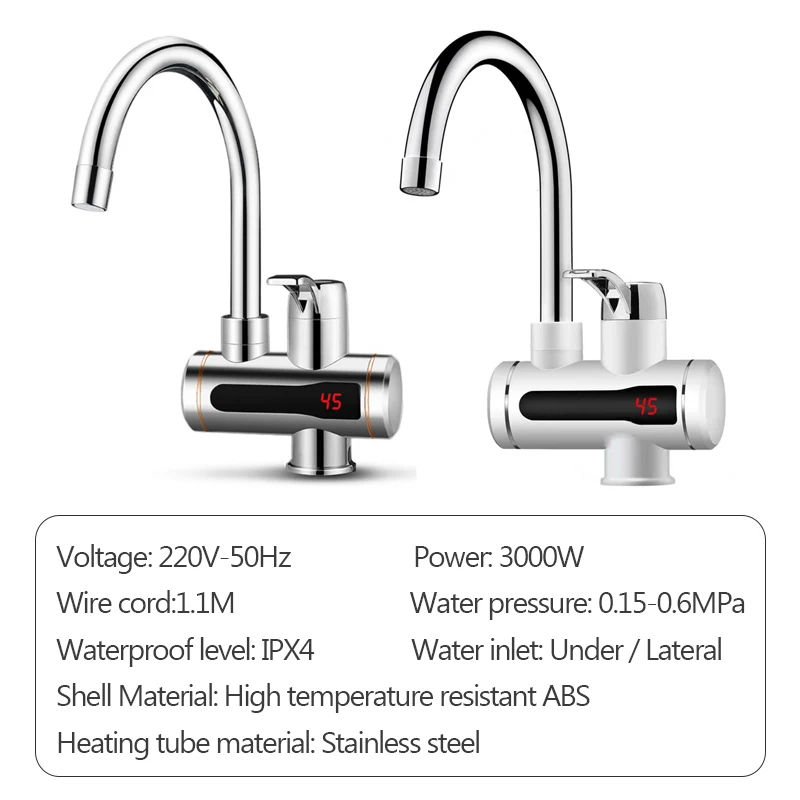 DMWD ทันที Tankless เครื่องทําน้ําอุ่นไฟฟ้าก๊อกน้ําห้องครัวความร้อนทันที Tap เครื่องทําน้ําอุ่นพร้อมจอแสดงผลอุณหภูมิ LED EU