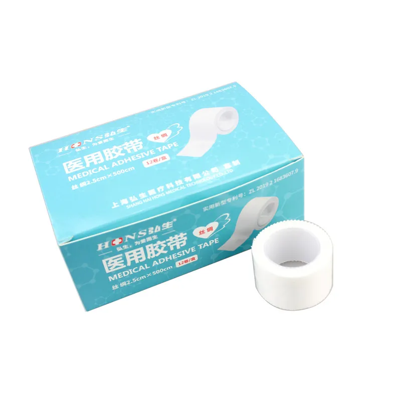 Pita Sutra Medis Kain Sutra Bergaris Tanpa Jejak Pita Berpori Hypoallergenic untuk Bayi Yang Sensitif Tekanan Tabung Perut