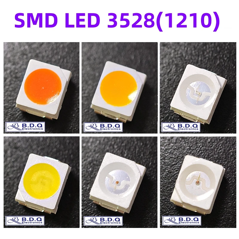 500Pcs SMD LED 3528 빨간색 파란색 녹색 흰색 노란색 RGB LED 램프 구슬 크기 1210 발광 다이오드 높은 밝은 품질
