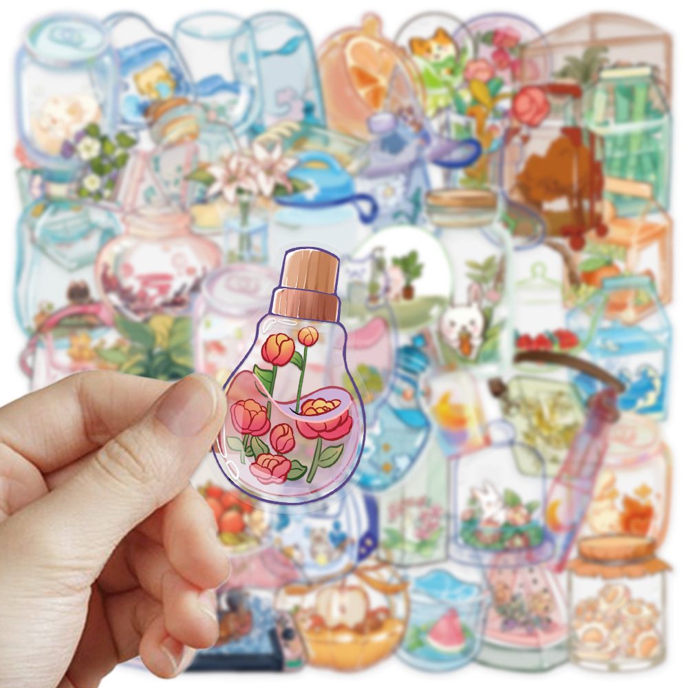 10/30/50 Uds. Pegatinas bonitas de cristal transparente para taza de agua y bebidas, pegatinas para ordenador portátil, teléfono, álbum de recortes, pegatina decorativa para nevera, juguetes para niños