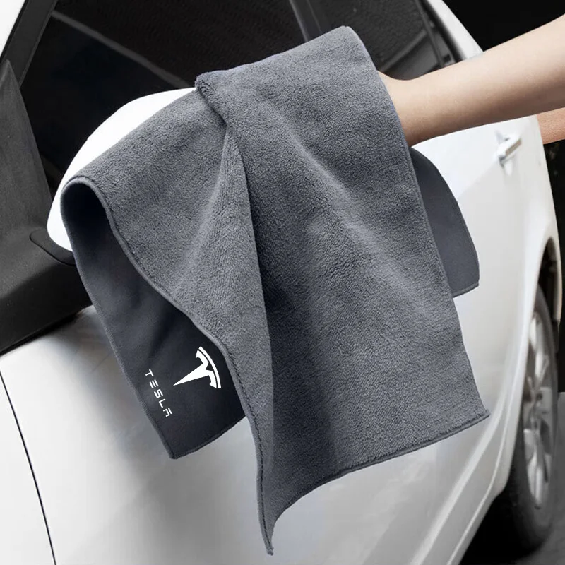 Toalha de microfibra para lavagem de carro, emblema automático, pano de limpeza e secagem, auot para tesla modelo 3 s y x 2021 2022 2023, roadster bonina