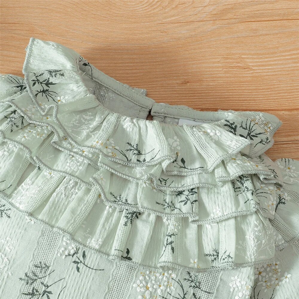 Neonata Primavera e Autunno Body Stampa floreale Pagliaccetto a maniche lunghe con fascia Tutina per neonato 0-18 mesi