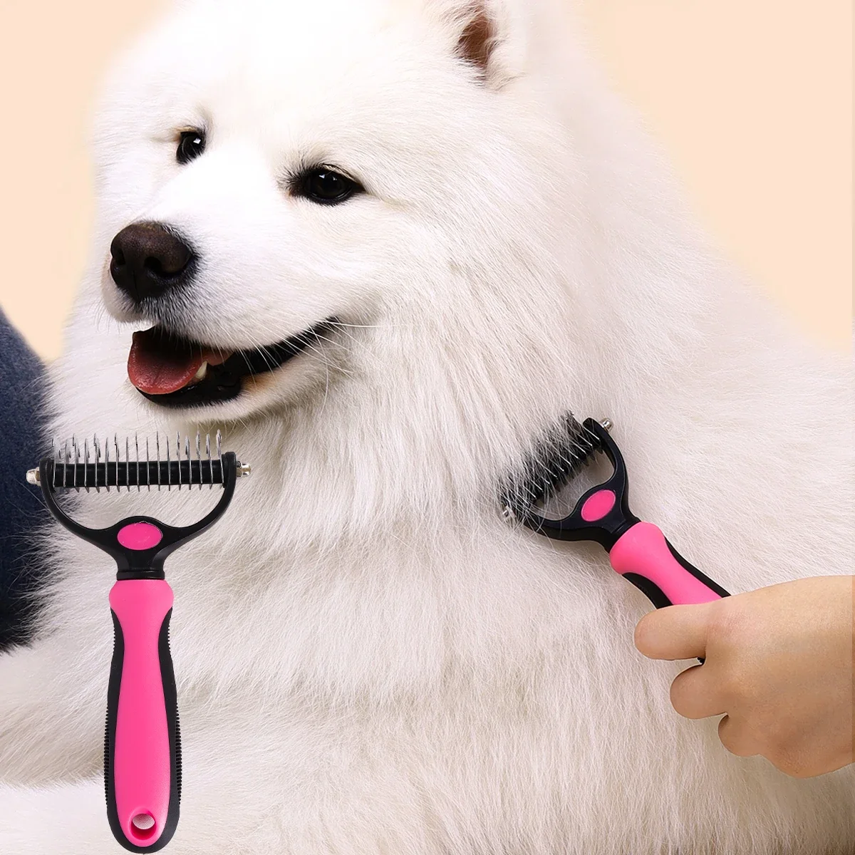 Peine con nudo de doble cara para mascotas, peine para perros, peine para perros, depilación de belleza para gatos, peine para gatos, suministros para mascotas