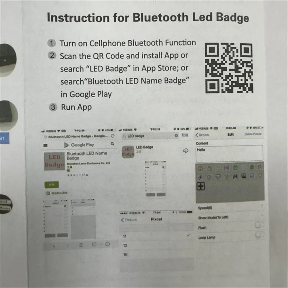 Módulo LED Bluetooth de cuatro colores, Kit de insignia de nombre programable DIY con tablero de mensajes enrollable, Mini Kit electrónico de pantalla LED HD