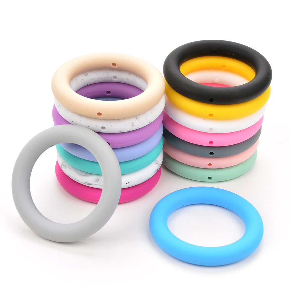 LOFCA Beißring, 65 mm, Silikonperlen, 3 Stück, Baby-Charm, Beißring, Halskette, Schnullerherstellung, BPA-frei, lebensmittelechter Silikonschmuck