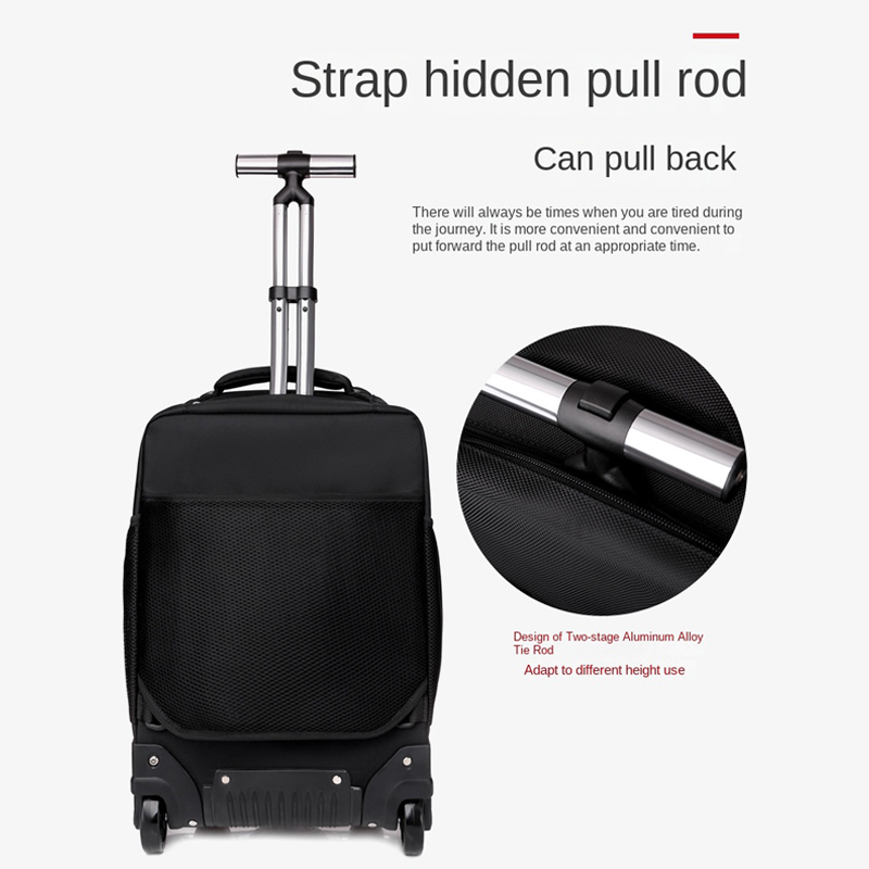 Rolling Backpack for Men Adults Business Carry on Luggage Laptop Wheeled Backpack Travel Suitcase Trolley Bag with Wheels,Black