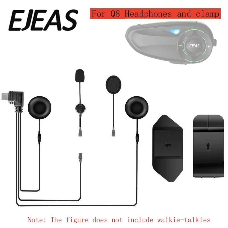 Clip de montaje Original EJEAS, Base de cinta de doble cara, interfaz tipo C, auriculares para intercomunicador de casco de motocicleta Q8