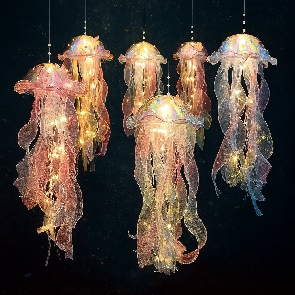 Lampe LED suspendue en forme de méduse dégradée, veilleuse colorée faite à la main, pour décoration intérieure et extérieure de jardin, Festival