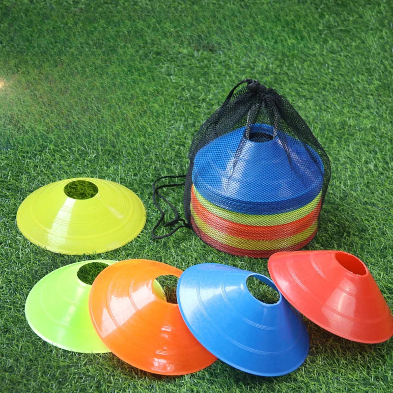 10 ชิ้นฟุตบอลการฝึกอบรมลูกฟุตบอลเกม Disc Agility กรวยชุดกีฬาการฝึกอบรม Space Cones พร้อมขาตั้งพลาสติกผู้ถือ