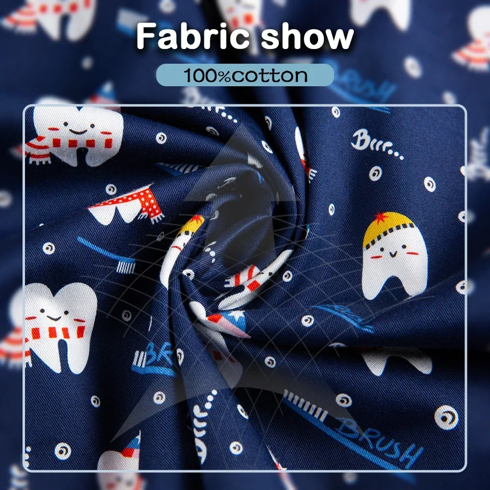 เสื้อคอตตอนแขนสั้นสำหรับผู้ชายเสื้อสำหรับใส่ทำงานคลินิกทันตกรรมพิมพ์ลายเครื่องแบบทางการแพทย์ของ seragam suster โรงพยาบาล
