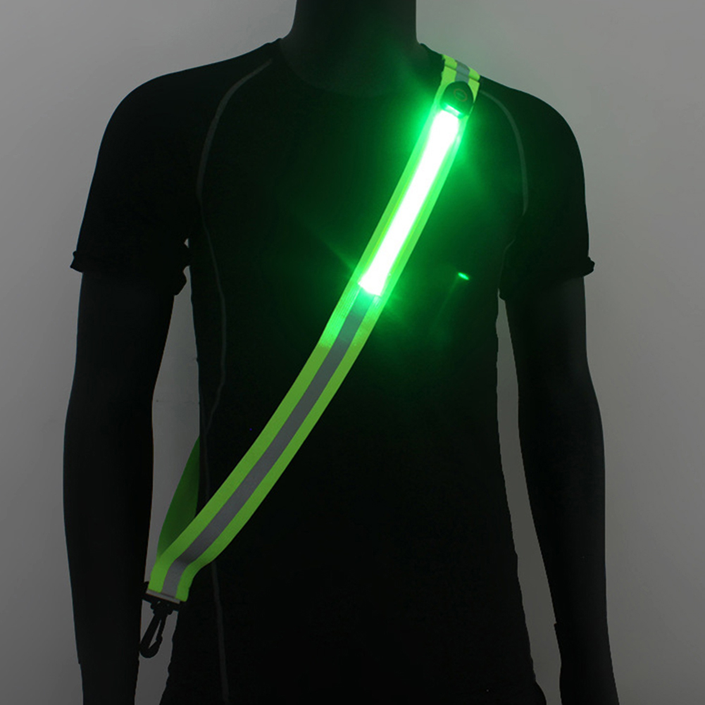 USB Rechargeable Safety Reflective Running Gear High Visibility LED Reflective Belt Reflective Band Adjustable for Night Running