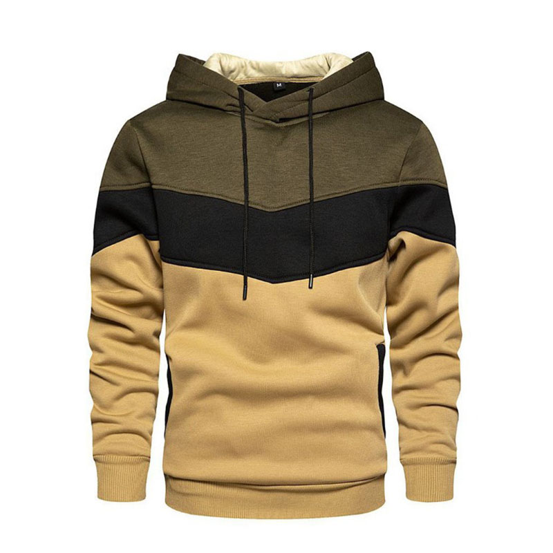 Felpa con cappuccio patchwork da uomo Abbigliamento sportivo casual da esterno Moda di strada Felpa con cappuccio termica in pile da uomo Autunno Inverno Nero