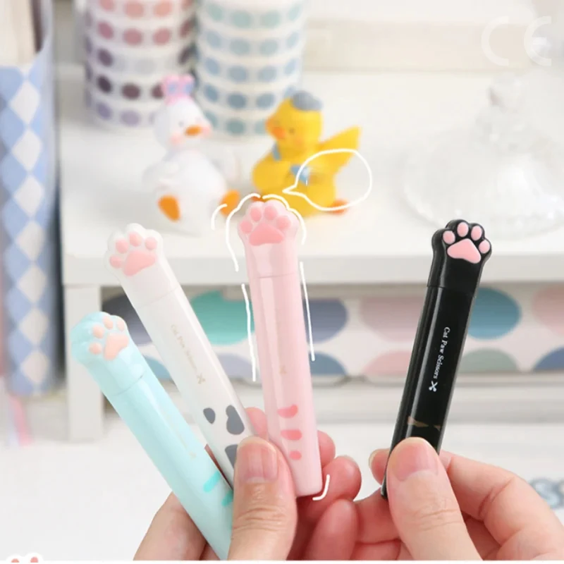 Ciseaux à griffes de chat Kawaii, petits ciseaux portables et mignons pour étudiants et bureau, ciseaux multifonctionnels, petits ciseaux de papeterie