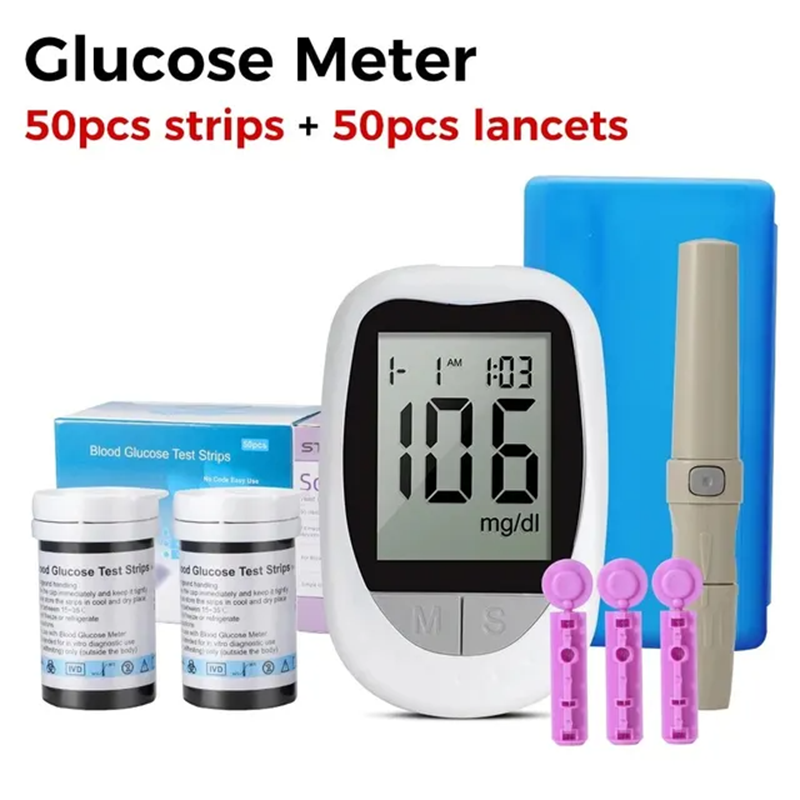 AJC เลือดกลูโคส Glucometer ชุดทดสอบโรคเบาหวาน 50/100pcs แถบ Lancets น้ําตาลในเลือดทางการแพทย์ Mg/mmol freestyle libre