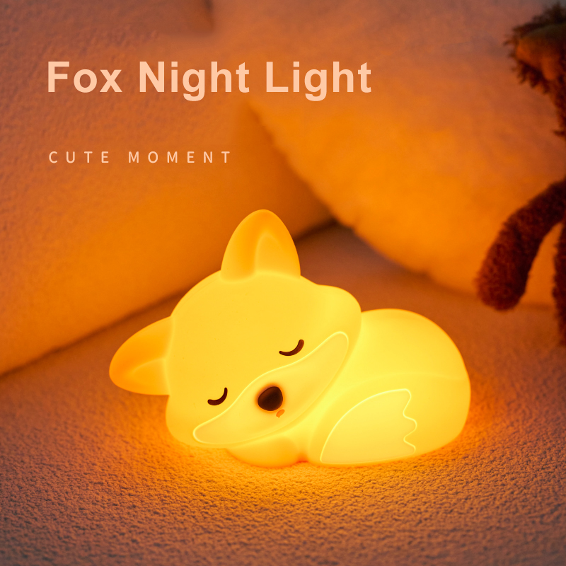 Fox Night Light,silicone lamp,USB charging,Artistic decorative items,birthday gift for friend,Travel,emergency light,timing
