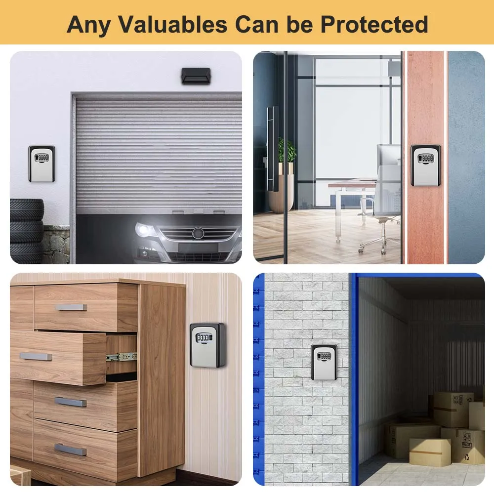 Sectyme-caja de cerradura de llave resistente a la intemperie, combinación de 4 dígitos, contraseña, almacenamiento de llaves, cerradura de seguridad para interiores y exteriores