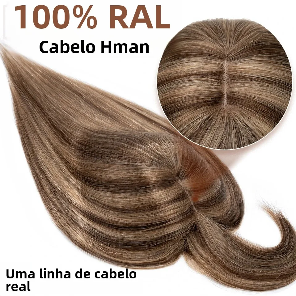 S-noilte 7x13cm toppers de cabelo humano base de seda cabelo cilp 18 polegada peruca de cabelo natural 100% grampo de cabelo humano em peruca cabelo falso