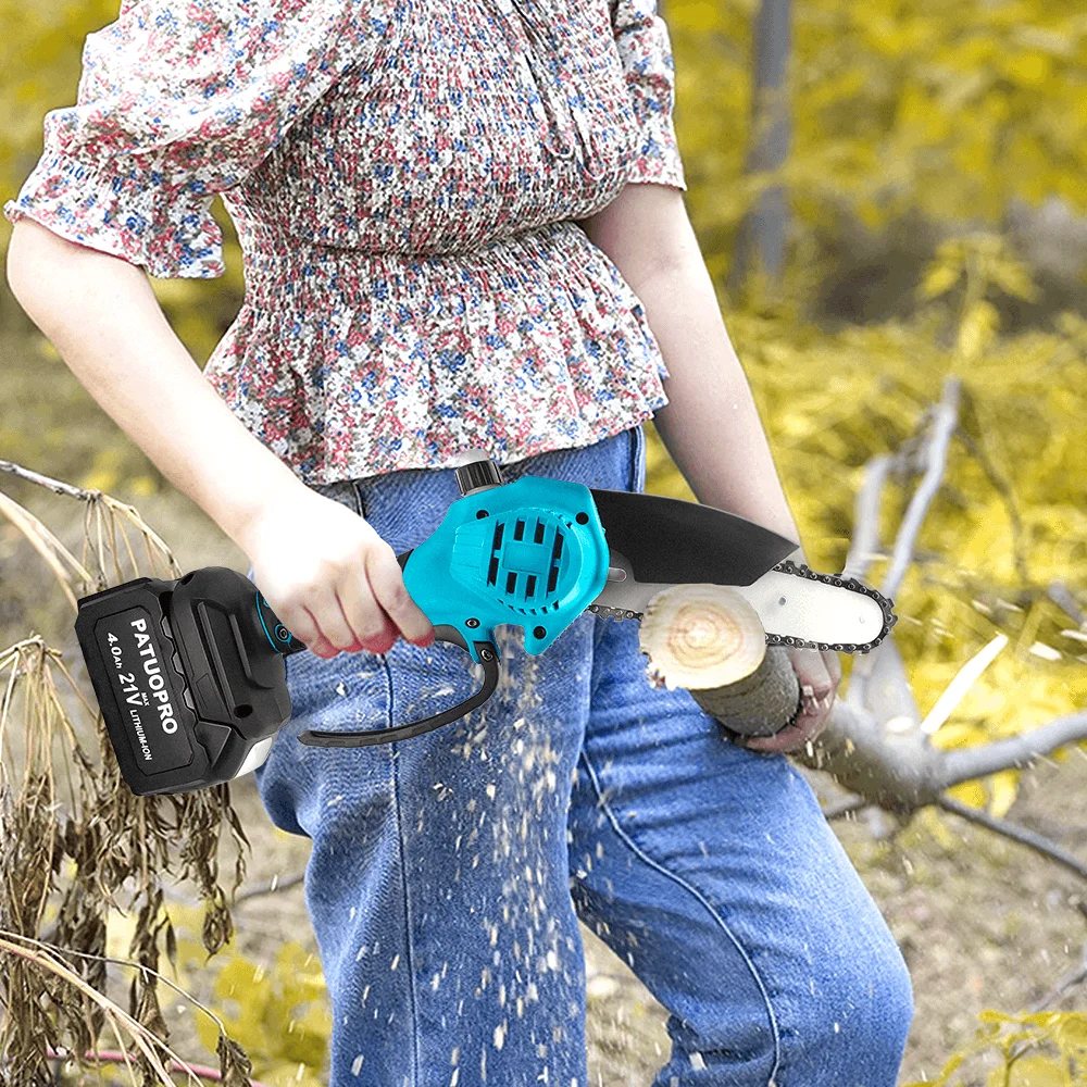 6 Inch Mini Electric Saw Cordless Chainsaw Woodworking Garden Tools Handheld Tree Branch Logging Cutter For Makita 18V Battery