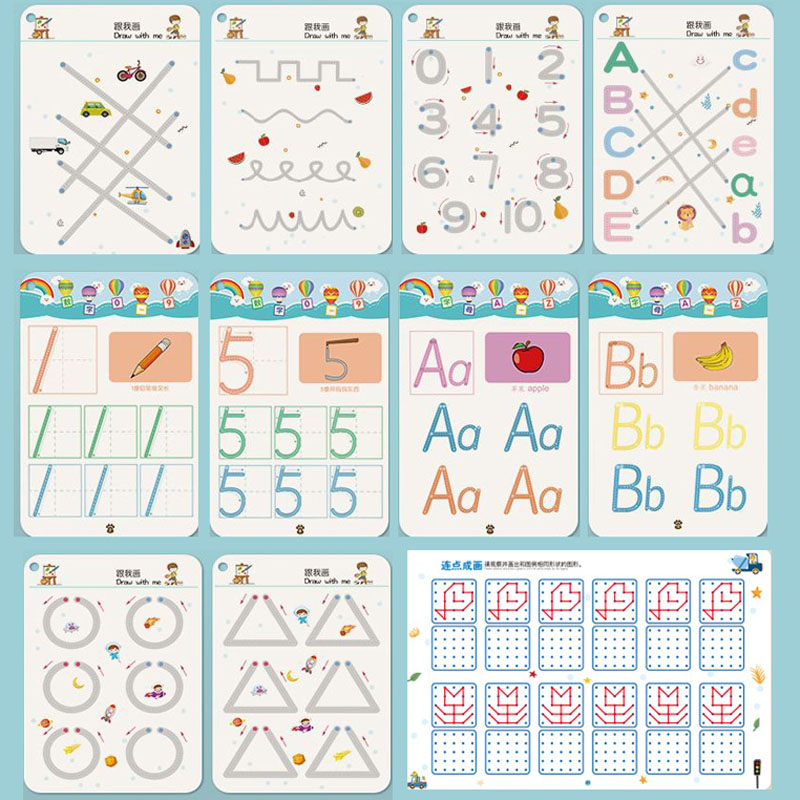 Magisches Tracing-Arbeitsbuch, pädagogische Montessori-Bücher für Kinder, Stiftkontrolle, Training, wiederverwendbares Kalligraphie-Copybook, Kinderspielzeug