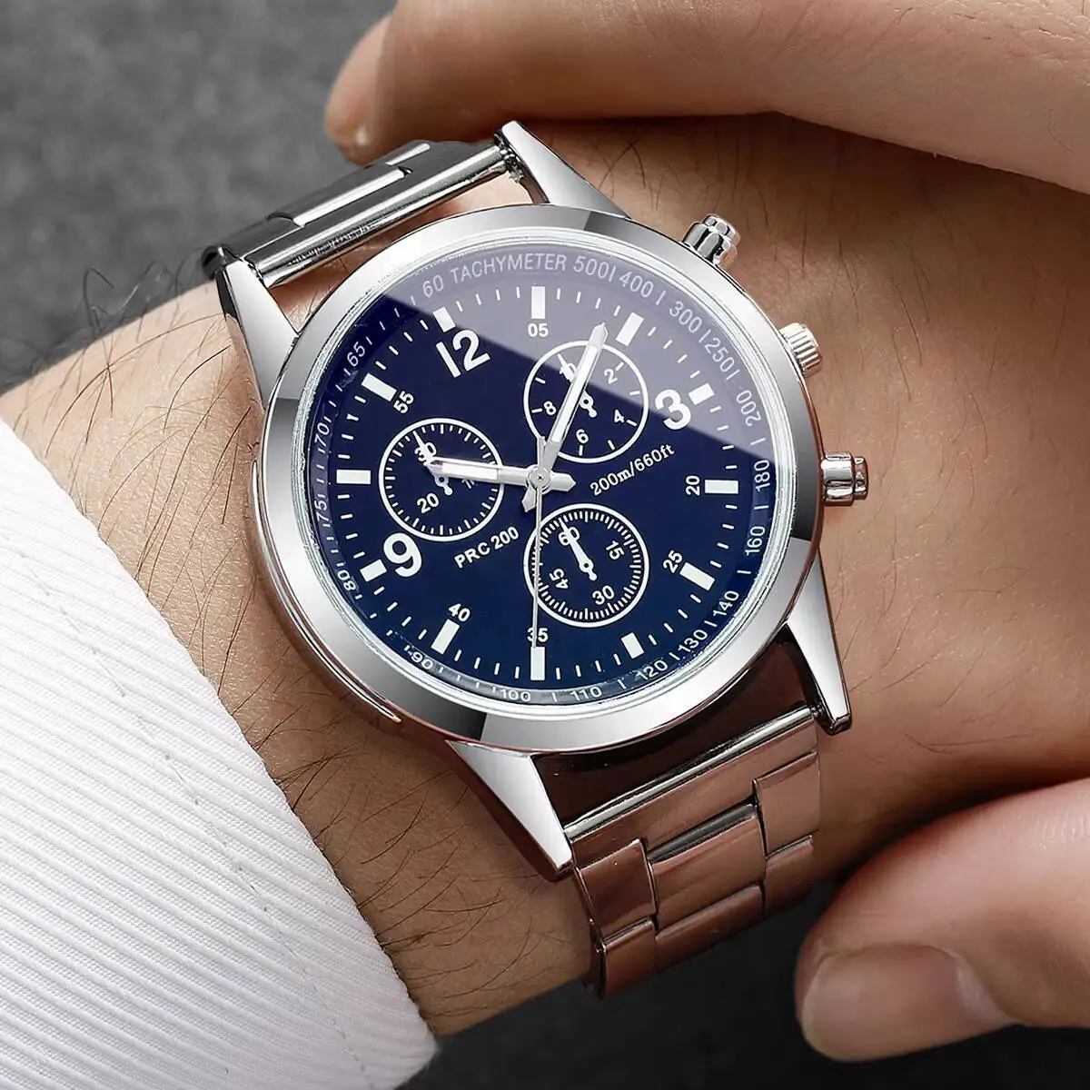 Relógio Quartz Aço Inoxidável para Homens, Relógios De Negócios, Banda