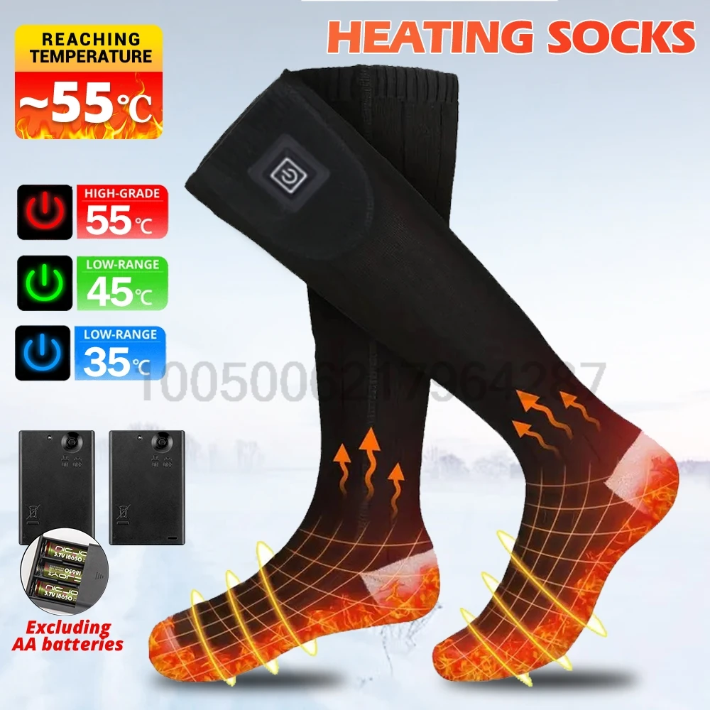 Zimowe skarpety grzewcze z pojemnikiem na baterie Akumulatorowe anty-zimne męskie podgrzewane termicznie ogrzewacze do stóp Outdoor Camping Ski Sports Wnter