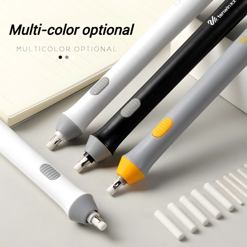 Tenwin Adjustable Electric Rubber Eraser With Rubber Refills Battery Power For Sketch Drawing Erasing School Stationery Supplies