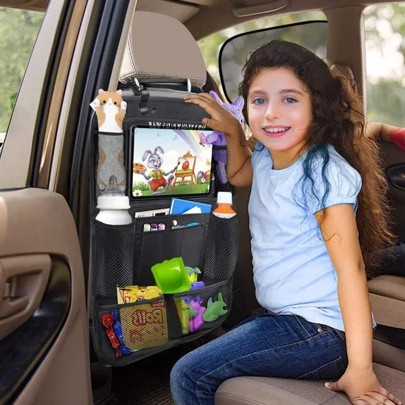 Organizador do banco traseiro do carro com tela sensível ao toque tablet titular bolsos de armazenamento automático capa protetores traseiros do assento de carro acessórios do carro