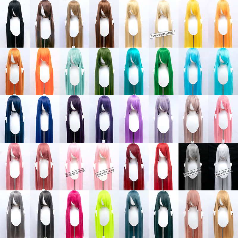 100 センチメートル合成かつらロリータコスプレレディースウィッグレッドピンクブロンドブルーストレートウィッグヘアエクステンションパーティーウィッグ MUMUPI