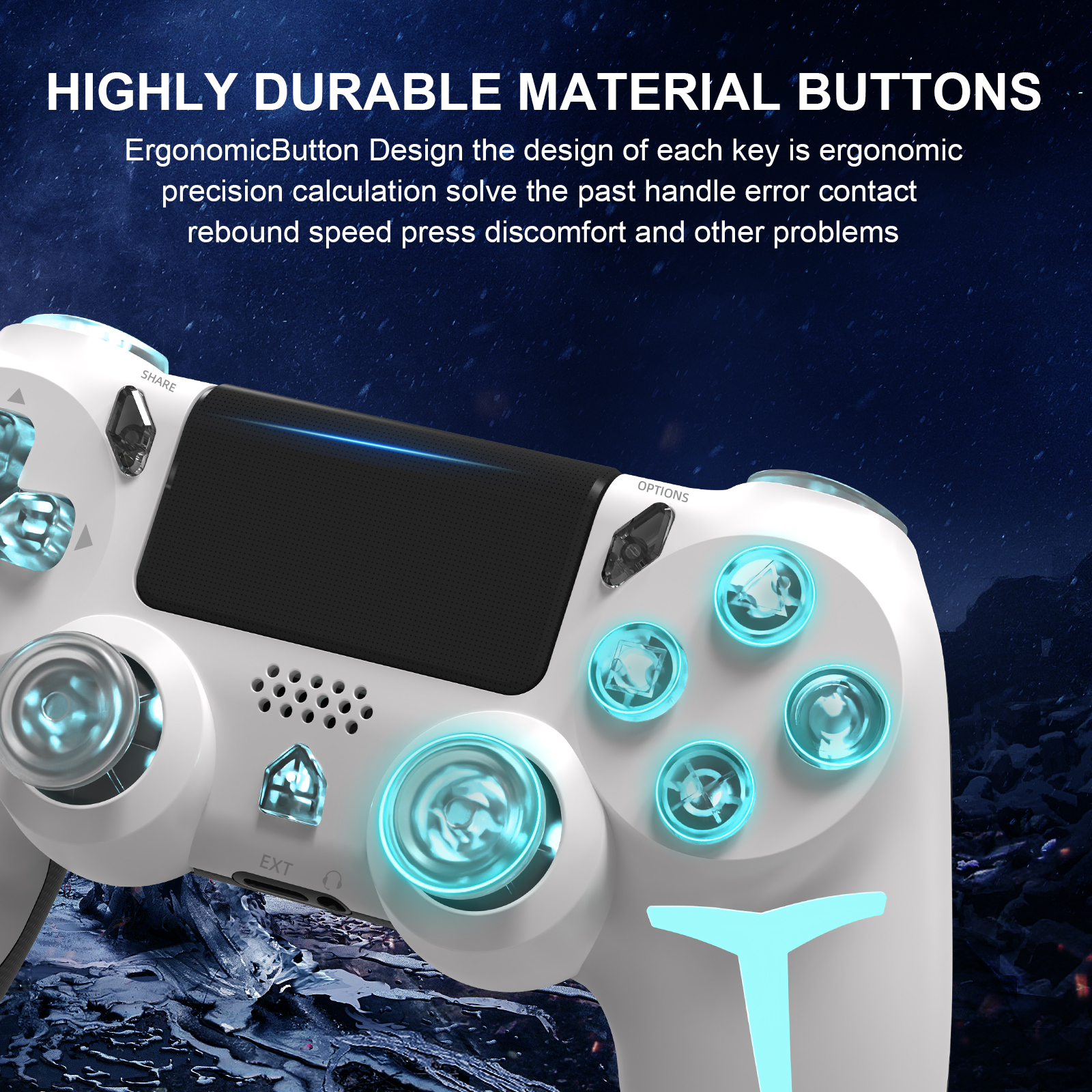 GAMINJA Wireless Game Controller For PS4 PS3 Console Computer PC RGB Light LED Bluetooth Gamepad 6-axis Gyroscope Dual Vibration