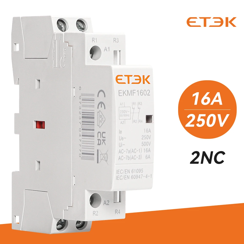 ETEK-contator de CA Modular para el hogar, carril Din, 220v, monofásico, 2P, 2no, 2nc, 1no, 1nc, 25A, 20A, 16A, para automatización EKMF