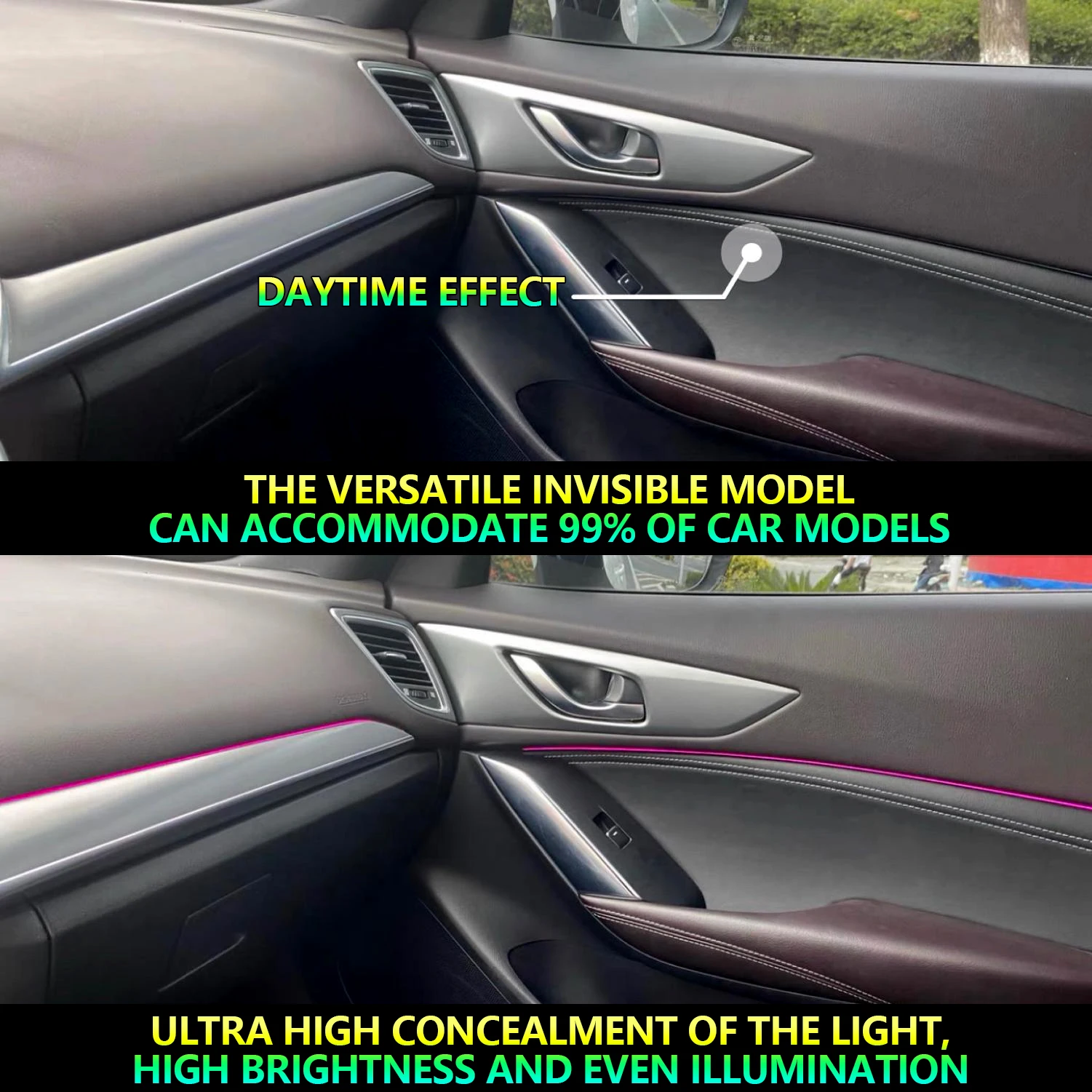 10/14/18 em 1 led luzes ambientais do carro 213 64 cores rgb sinfonia streamer bluetooth arco-íris tiras acrílicas kit de lâmpada atmosfera 12v