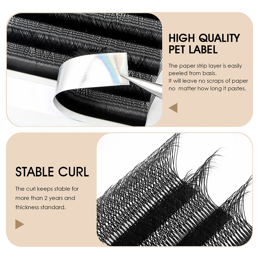12 Rows MASSCAKU Soft Long-lasting 3D/4D/5D W Design Lash C/D Curl 0.07mm Thickness 3D Effect Handmade W Style Eyelash Supplies