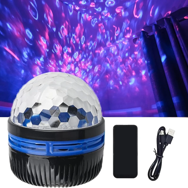 Star Projector Aurora LED USB Night Lights 360°Rotating Lighting Remote Control Ocean Wave Northern Light for Bedroom Party KTV