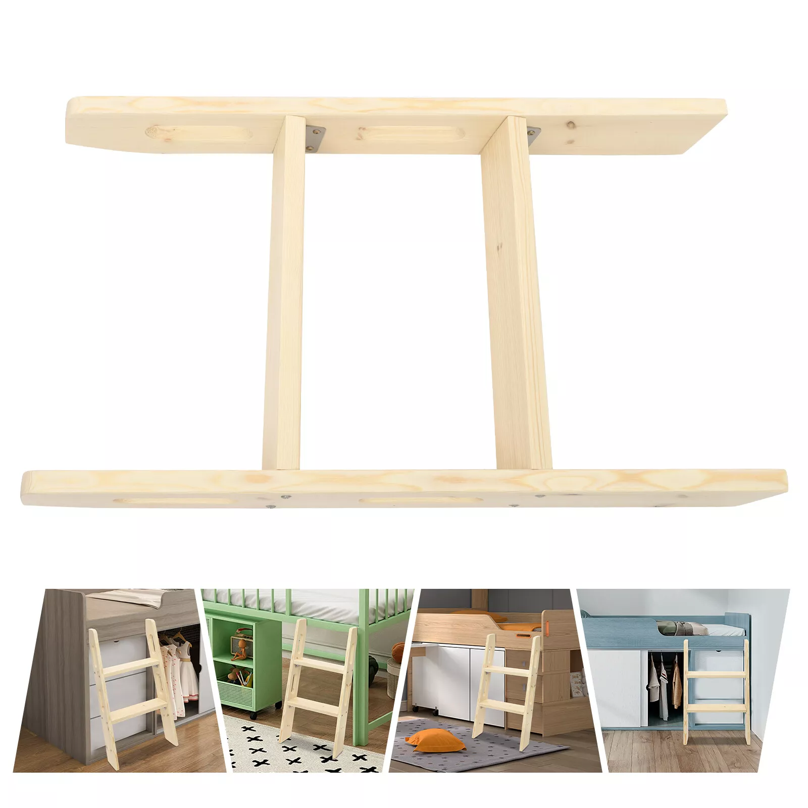 Solid Wood, Stainless Steel Wood Color Space-Saving Motorhome Step Ladder Long Climb Ladder Bed Ladder 75cm