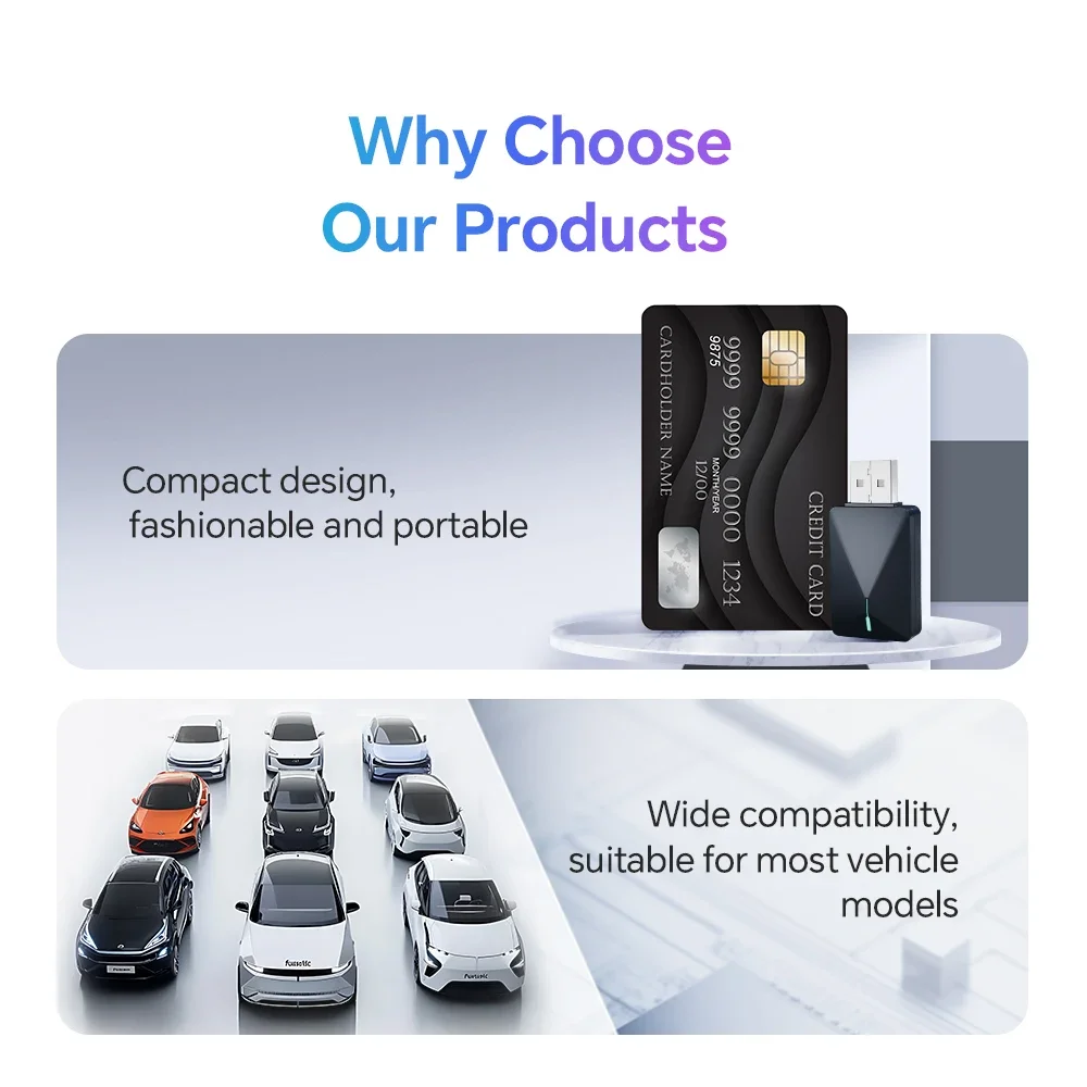 2025 2 IN 1 Wireless CarPlay Adapter and Android Auto Smart USB Adapter Plug and Play for Mazda Haval Kia Volvo Audi VW