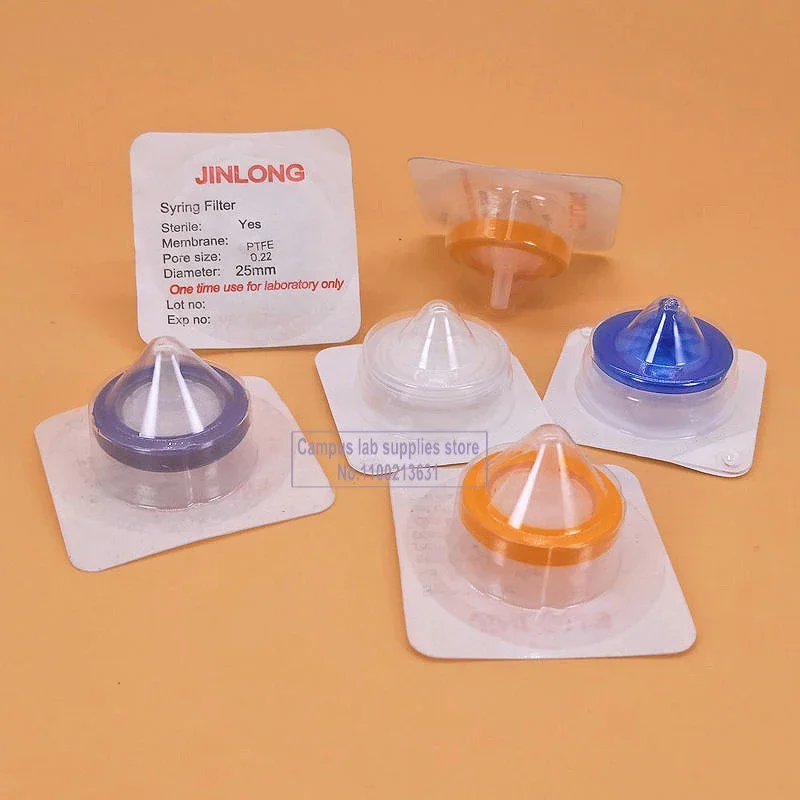 1box (50pcs) Lab 0.22um/0.45um Sterile Syringe Filter Nylon/PES/ PTFE Membrane Filter  Chemistry Laboratory Equipment