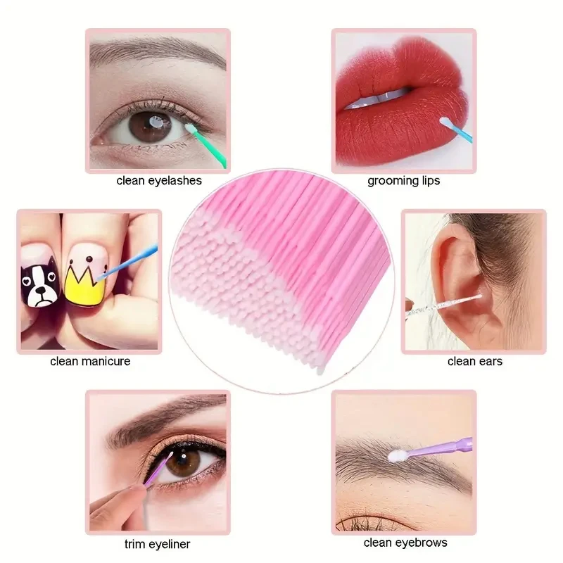 100pcs Micro Eyelash Applicators Brushes Disposable Makeup Cotton Swab for Precise Application Lipstick Cosmetic Accessories