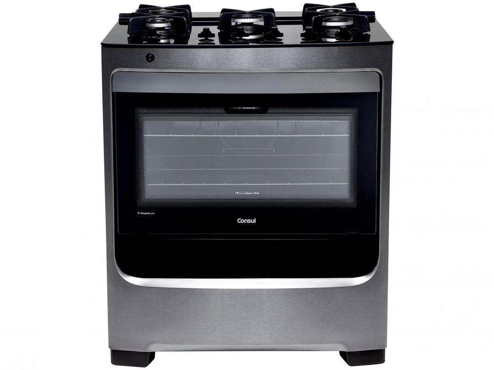 Fogão 5 Bocas Consul Inox Mesa de Vidro CFS5VARUNA - Bivolt