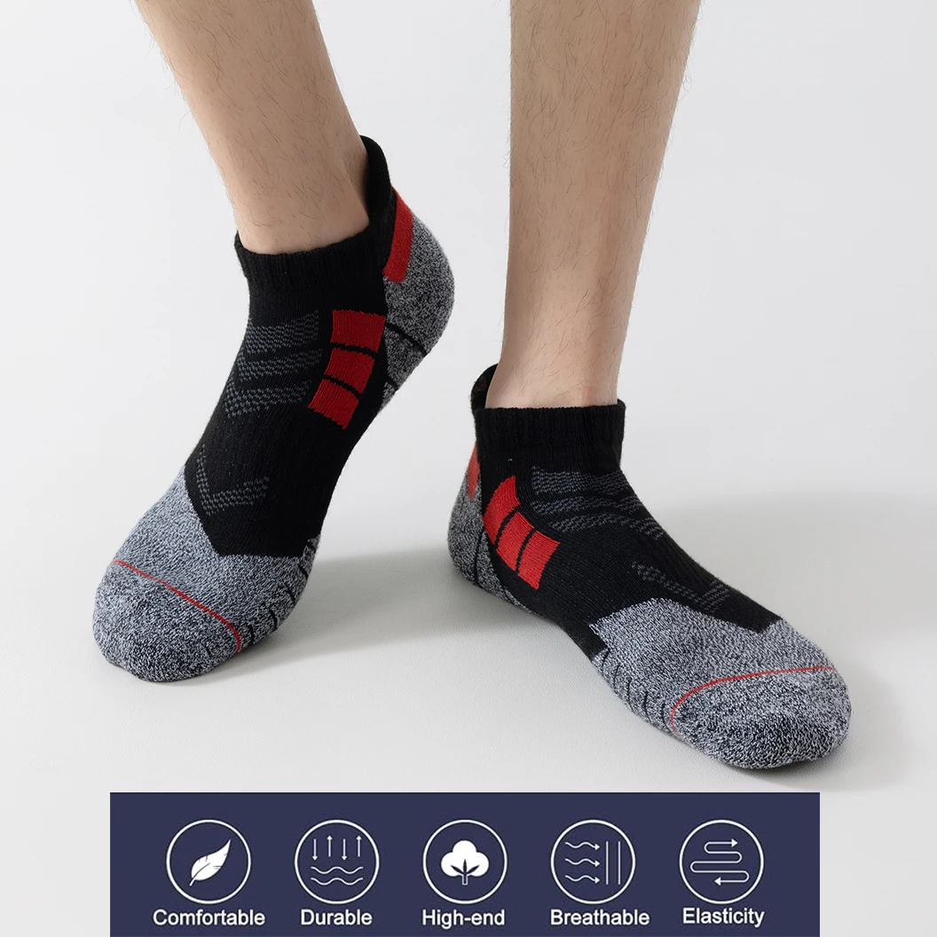 Paquete de 6 pares de calcetines deportivos para hombre, malla acolchada gruesa, transpirable, cómodo, calcetines tobilleros atléticos de corte bajo para correr