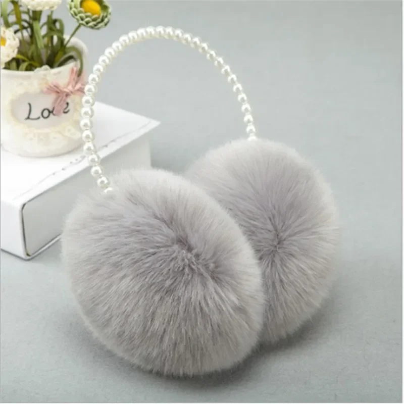 1 Máy Tính Ngọc Trai Tai Dễ Thương Bé Gái Mùa Thu Và Mùa Đông Giữ Ấm Thoải Mái Unisex Ấm Giả Sang Trọng Bịt Tai Lông Tơ bịt Tai